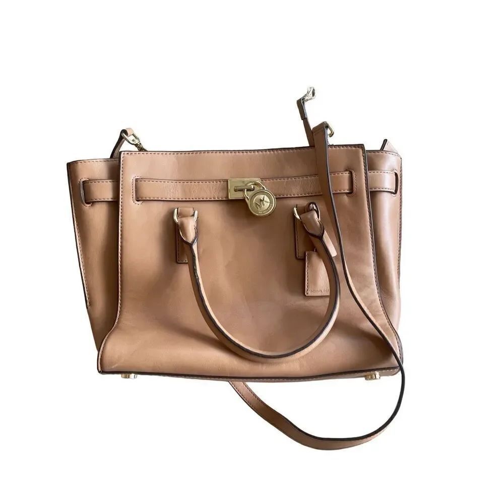 Michael Kors Hamilton Saffiano Leather Satchel Bag Dark Khaki